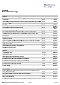 Preisliste Zusatzleistungen