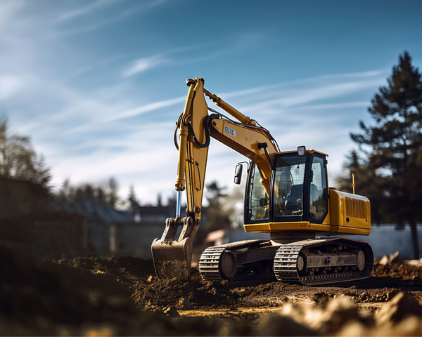 Ein Bagger arbeitet auf einer Baustelle.