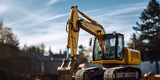 Ein Bagger arbeitet auf einer Baustelle.