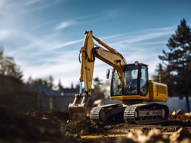 Ein Bagger arbeitet auf einer Baustelle.