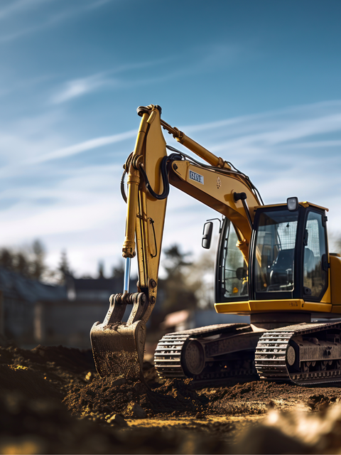 Ein Bagger arbeitet auf einer Baustelle.
