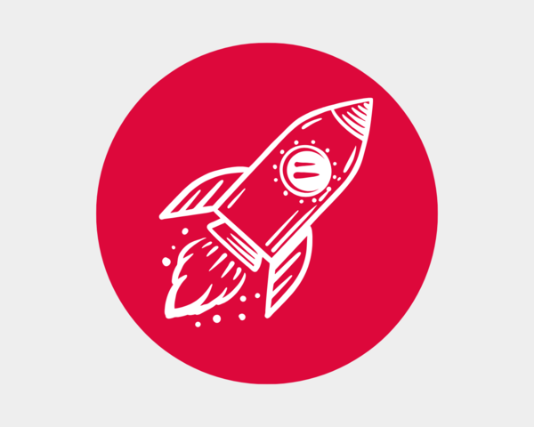 Weiße Rakete in rotem Kreis – Symbolbild für die letzte Chance auf schnelles Internet